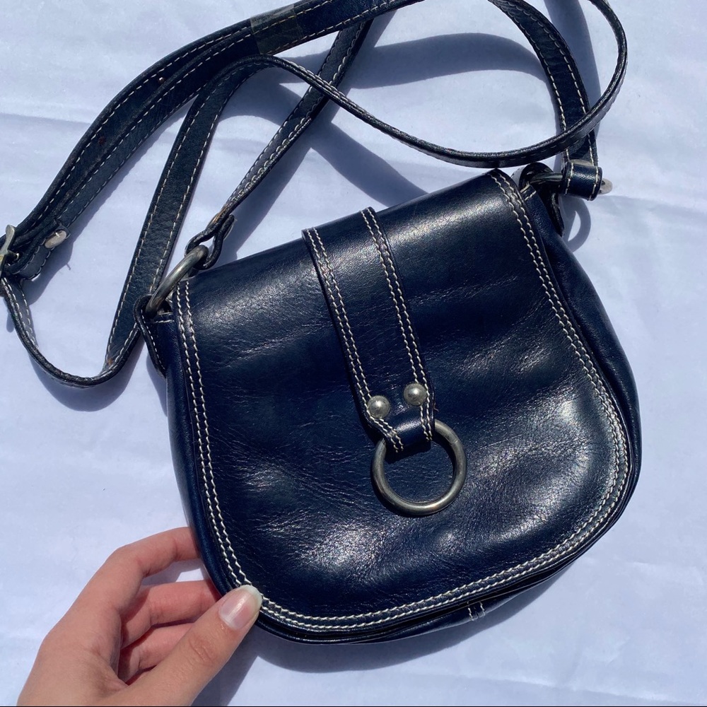 Italian Leather Crossbody Navy Purse